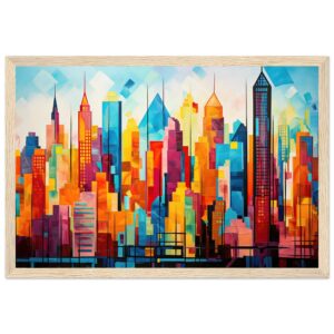 Colorful Abstract Cityscape Painted - Framed Print