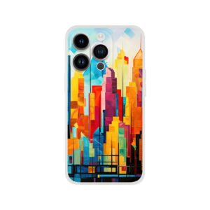 Colorful Abstract Cityscape Painted - Phone Case - Flexi case, Apple - iPhone 14 Pro