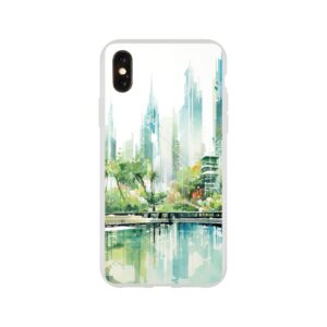 Rainy City Day Watercolor Phone Case - Flexi case, Apple - iPhone X