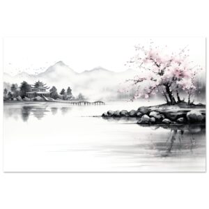 Tranquil Japanese Lake Metal Print - 20x30 cm / 8x12″