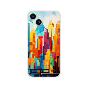Colorful Abstract Cityscape Painted - Phone Case - Flexi case, Apple - iPhone 14