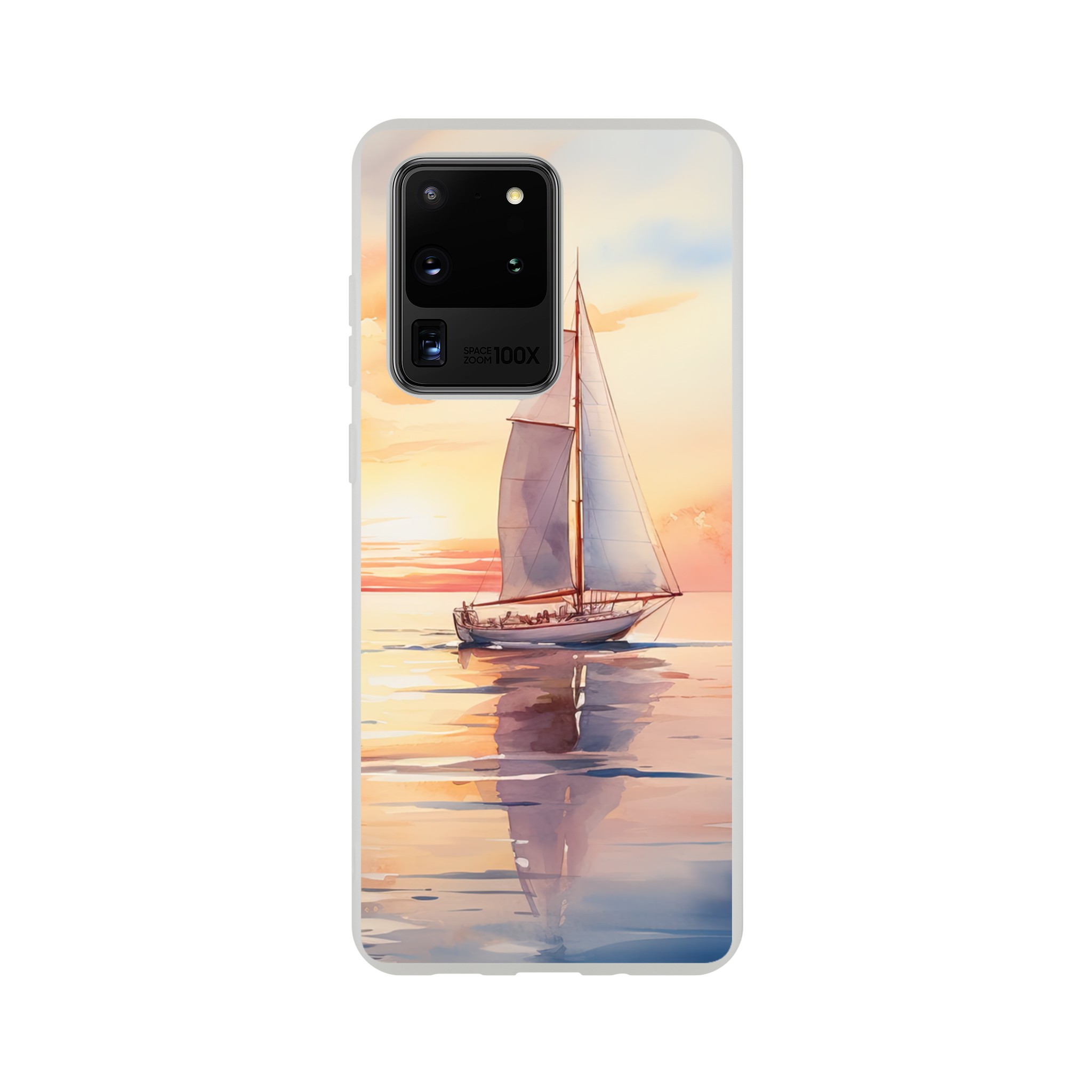 Beautiful Watercolor Sunset Sailboat Phone Case – Flexi case, Samsung – Galaxy S20 Ultra