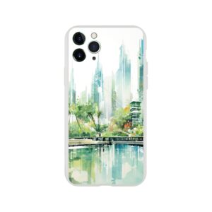 Rainy City Day Watercolor Phone Case - Flexi case, Apple - iPhone 11 Pro