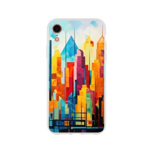 Colorful Abstract Cityscape Painted - Phone Case - Flexi case, Apple - iPhone XR