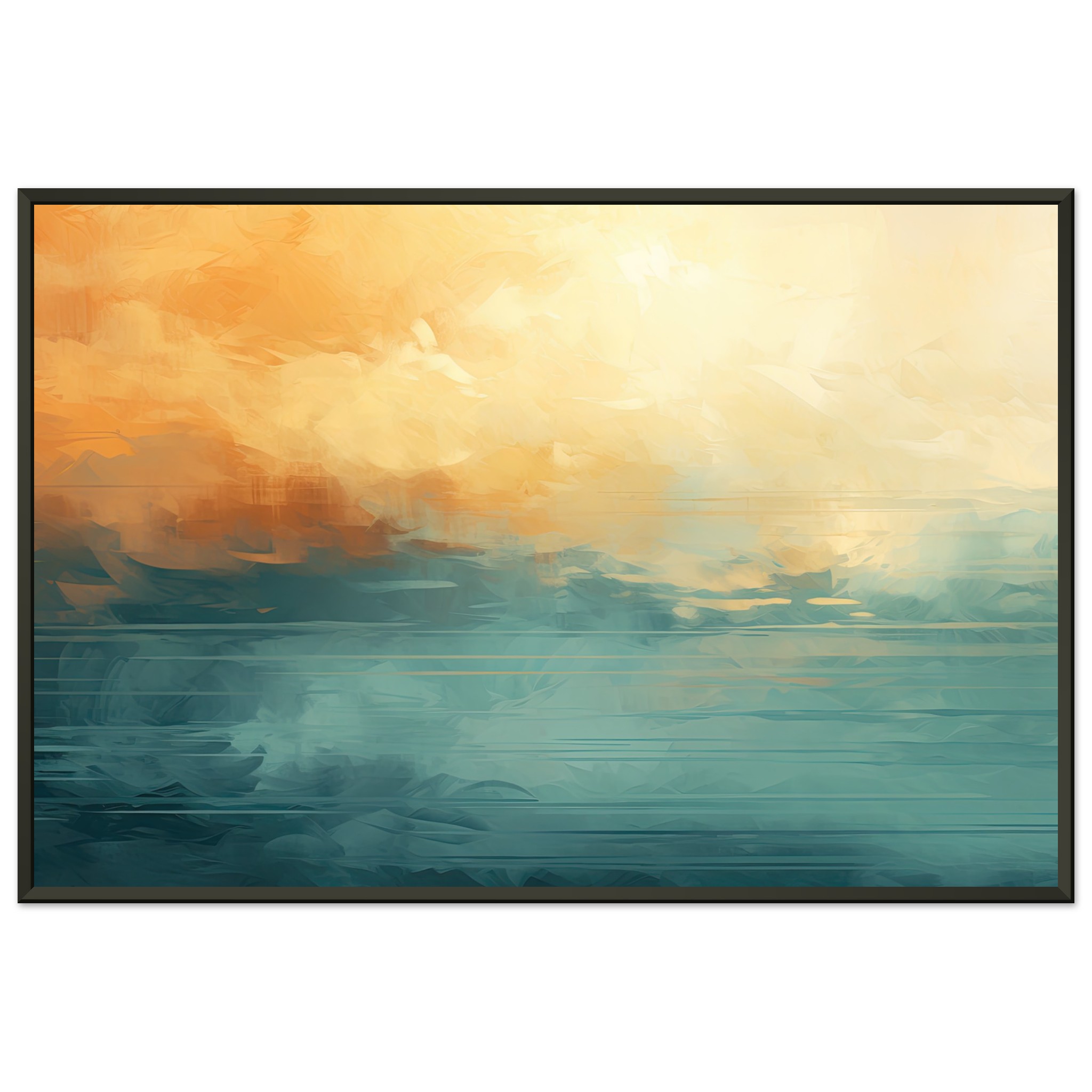 Abstract Lake Yellow Teal Framed Print