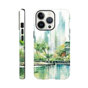 Rainy City Day Watercolor Phone Case - Tough case, Apple - iPhone 13 Pro