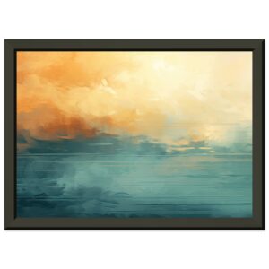 Abstract Lake Yellow Teal Framed Print