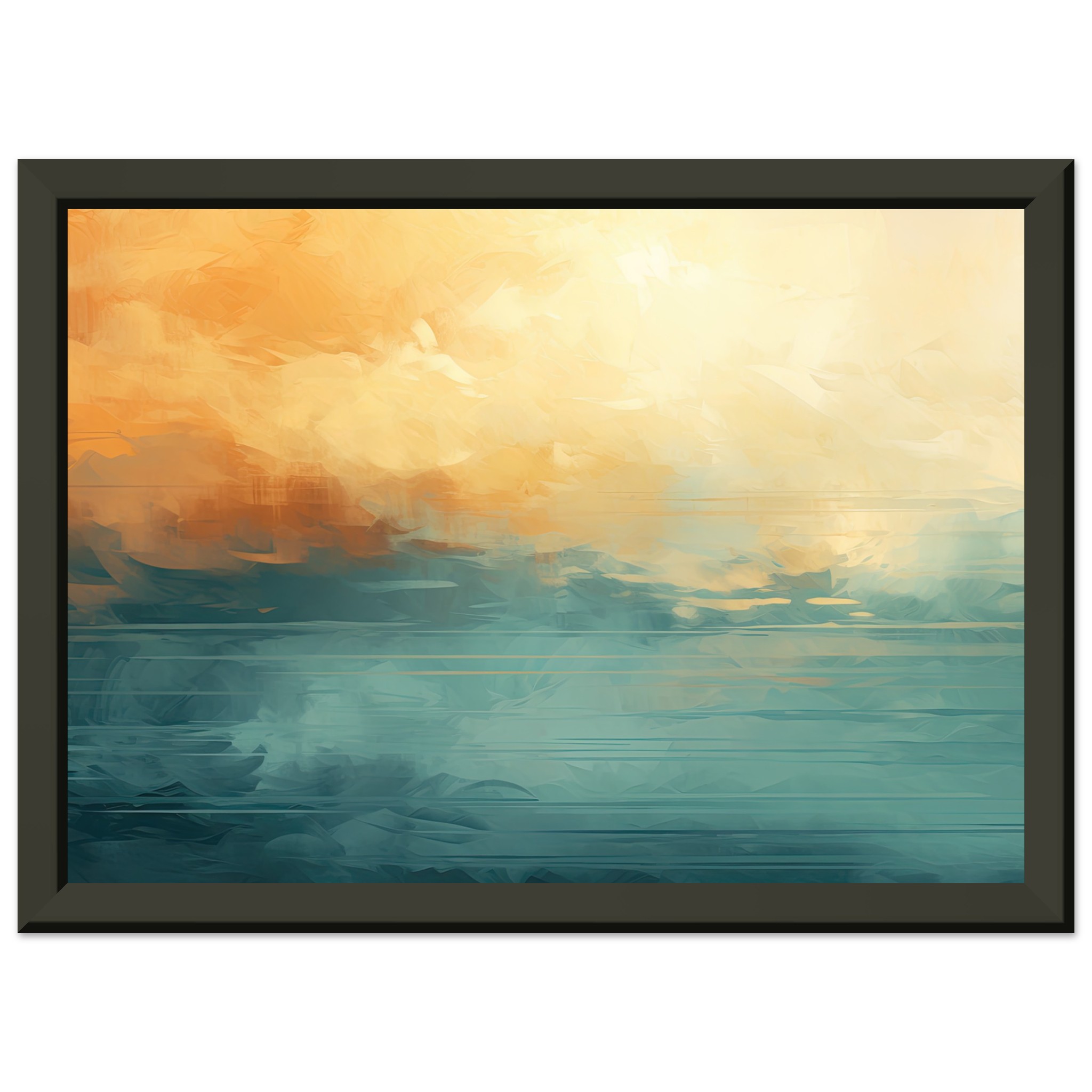 Abstract Lake Yellow Teal Framed Print