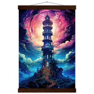 Celestial Observatory Hanging Print - 30x45 cm / 12x18″, Dark wood wall hanger