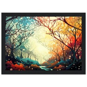 Forest Colorful Abstract Landscape Framed Print