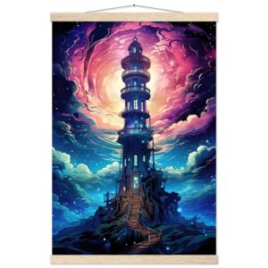 Celestial Observatory Hanging Print - 40x60 cm / 16x24″, Natural wood wall hanger