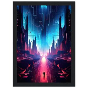 Digital Paradise Abstract Futuristic Framed Print