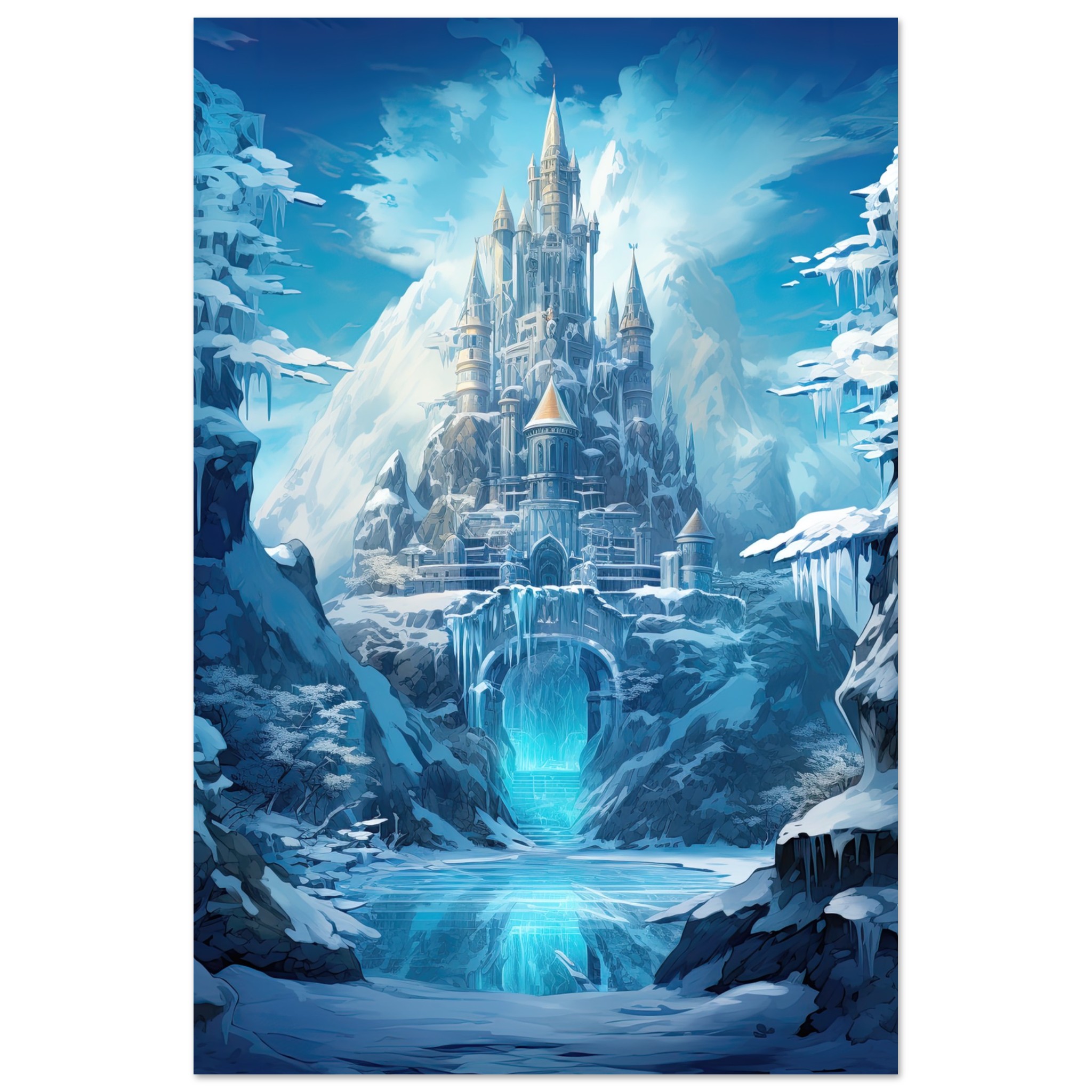 Frozen Icebound Castle Metal Print – 40×60 cm / 16×24″