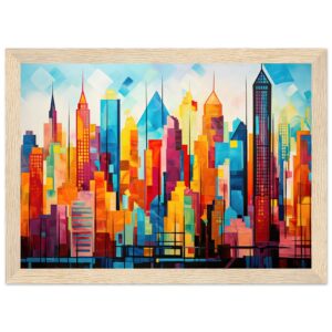 Colorful Abstract Cityscape Painted - Framed Print