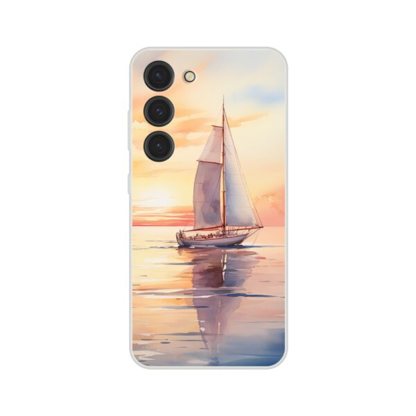 Beautiful Watercolor Sunset Sailboat Phone Case - Flexi case, Samsung - Galaxy S23