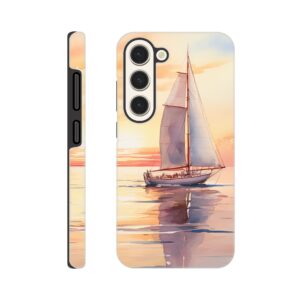 Beautiful Watercolor Sunset Sailboat Phone Case - Tough case, Samsung - Galaxy S23