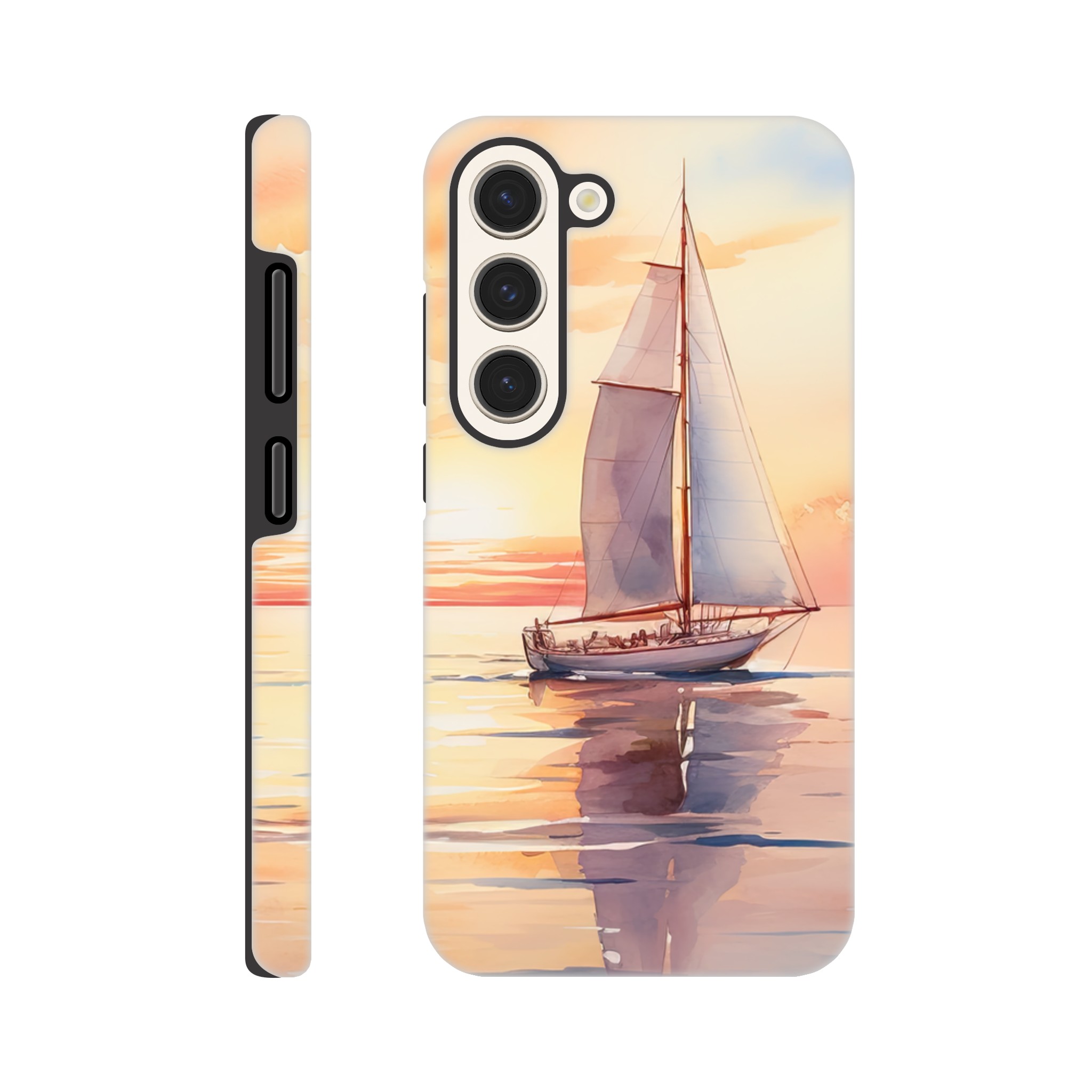 Beautiful Watercolor Sunset Sailboat Phone Case – Tough case, Samsung – Galaxy S23