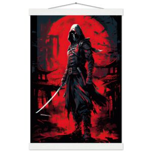 Stealthy Ninja Assassin Hanging Print - 30x45 cm / 12x18″, White wall hanger