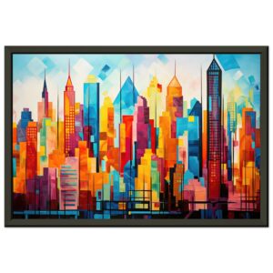 Colorful Abstract Cityscape Painted - Framed Print