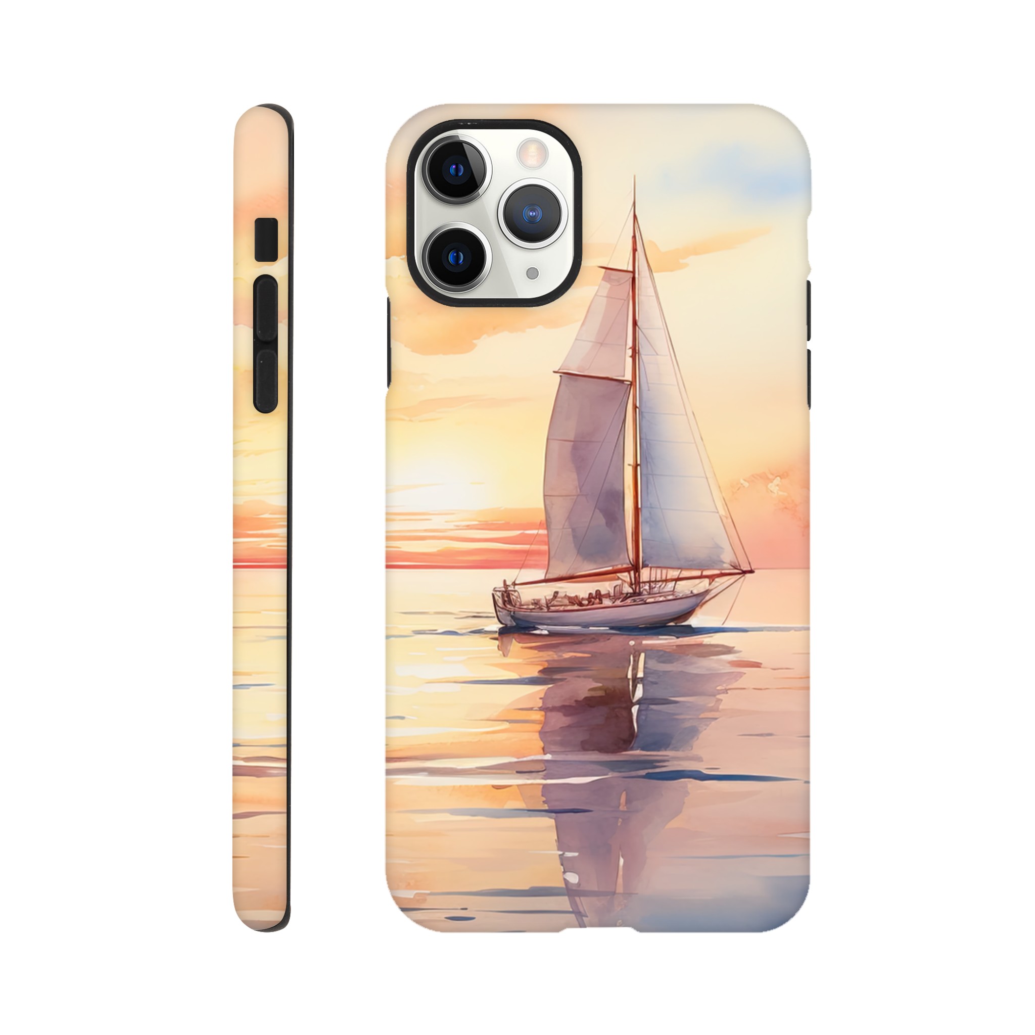Beautiful Watercolor Sunset Sailboat Phone Case – Tough case, Apple – iPhone 11 Pro Max
