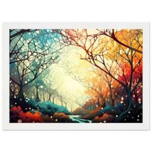 Forest Colorful Abstract Landscape Framed Print