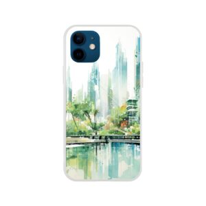 Rainy City Day Watercolor Phone Case - Flexi case, Apple - iPhone 12