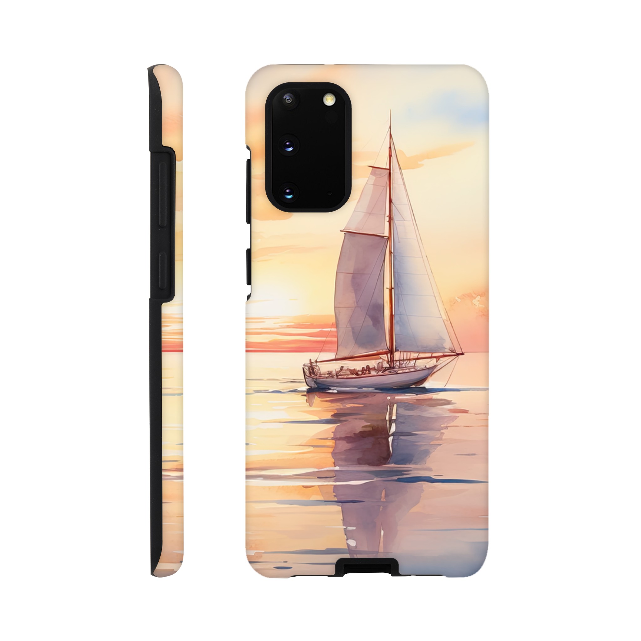 Beautiful Watercolor Sunset Sailboat Phone Case – Tough case, Samsung – Galaxy S20