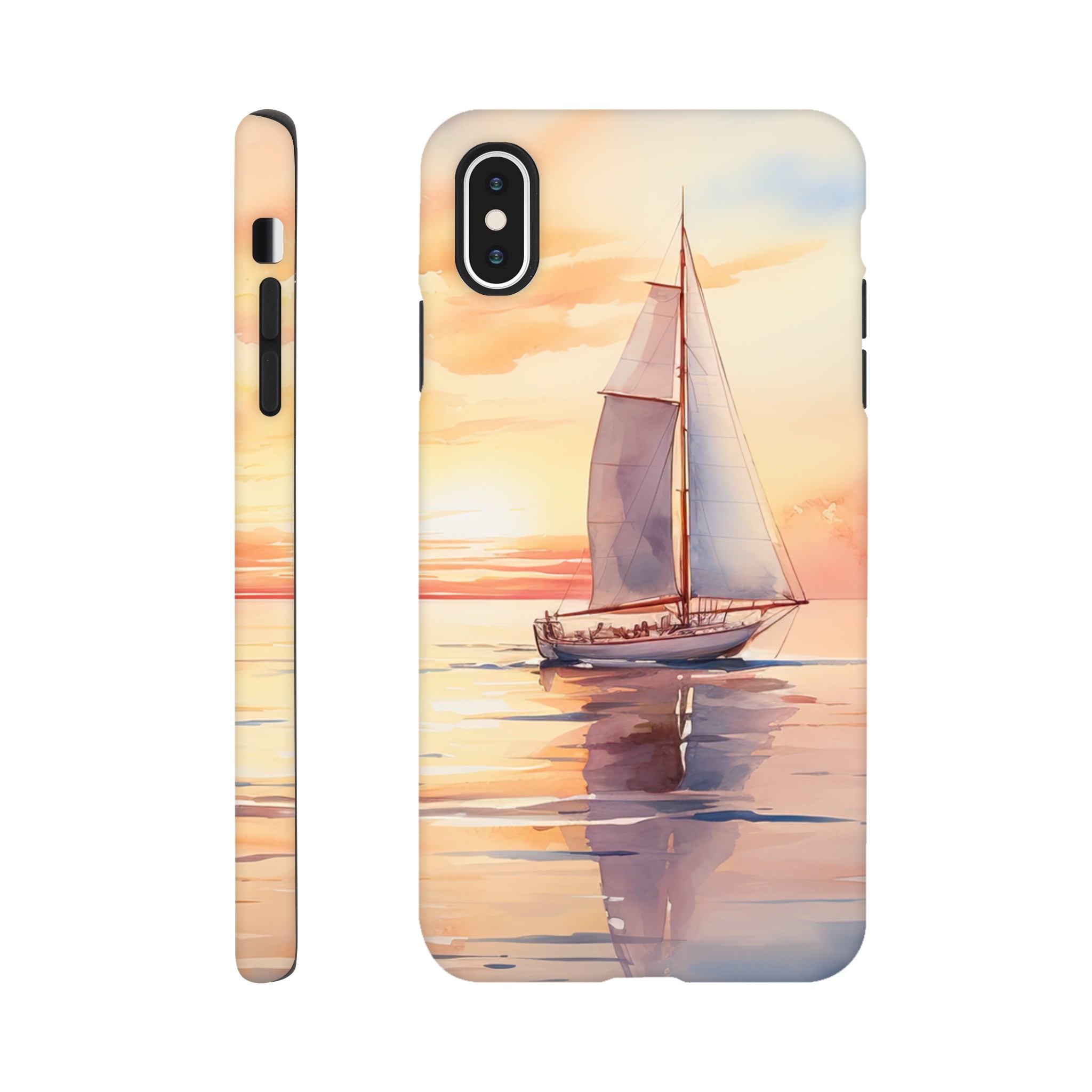 Beautiful Watercolor Sunset Sailboat Phone Case – Tough case, Apple – iPhone XS Max
