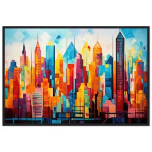 Colorful Abstract Cityscape Painted - Framed Print