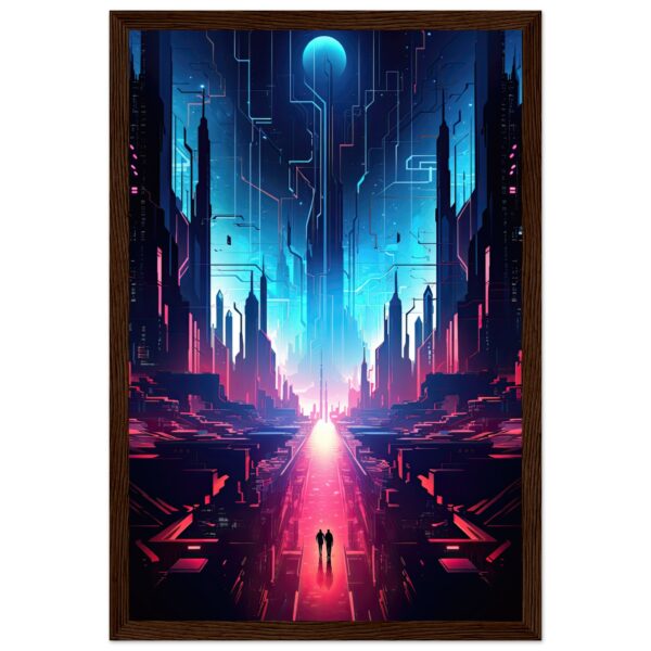 Digital Paradise Abstract Futuristic Framed Print