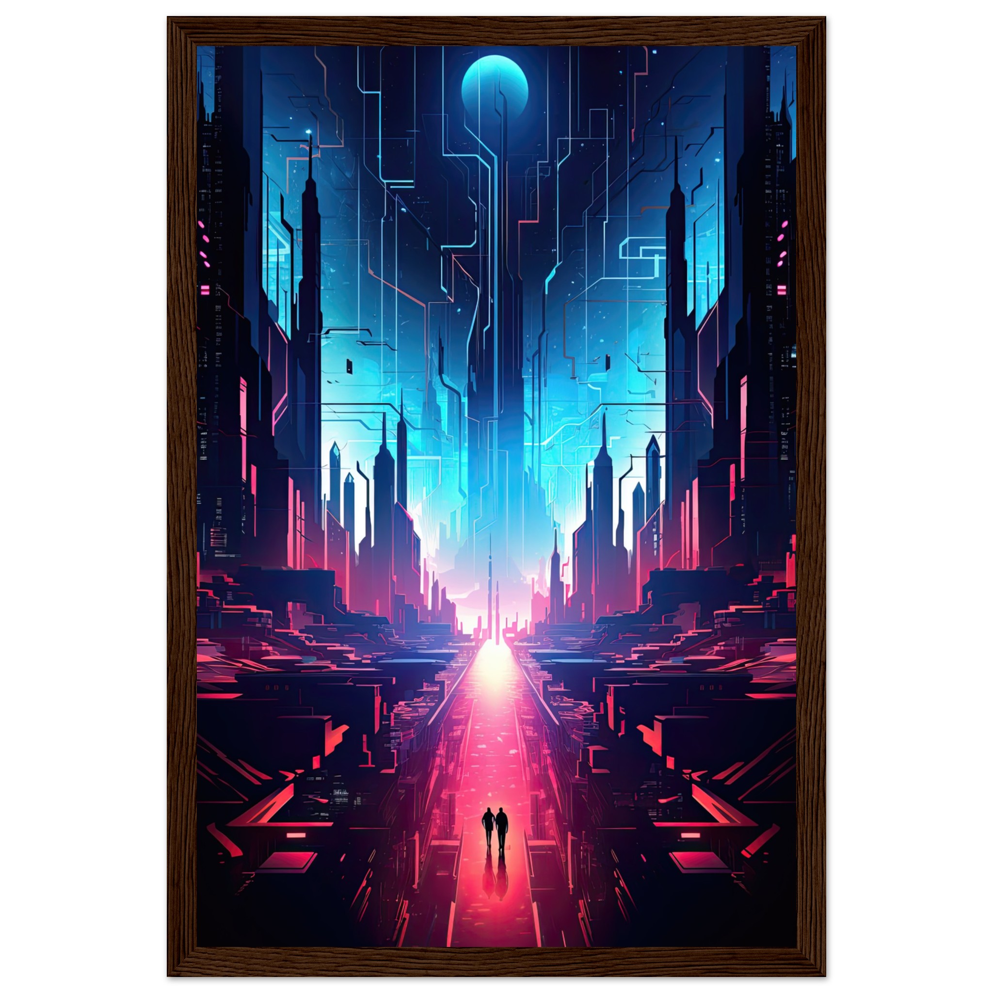 Digital Paradise Abstract Futuristic Framed Print