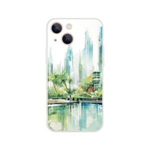 Rainy City Day Watercolor Phone Case - Flexi case, Apple - iPhone 13 Mini