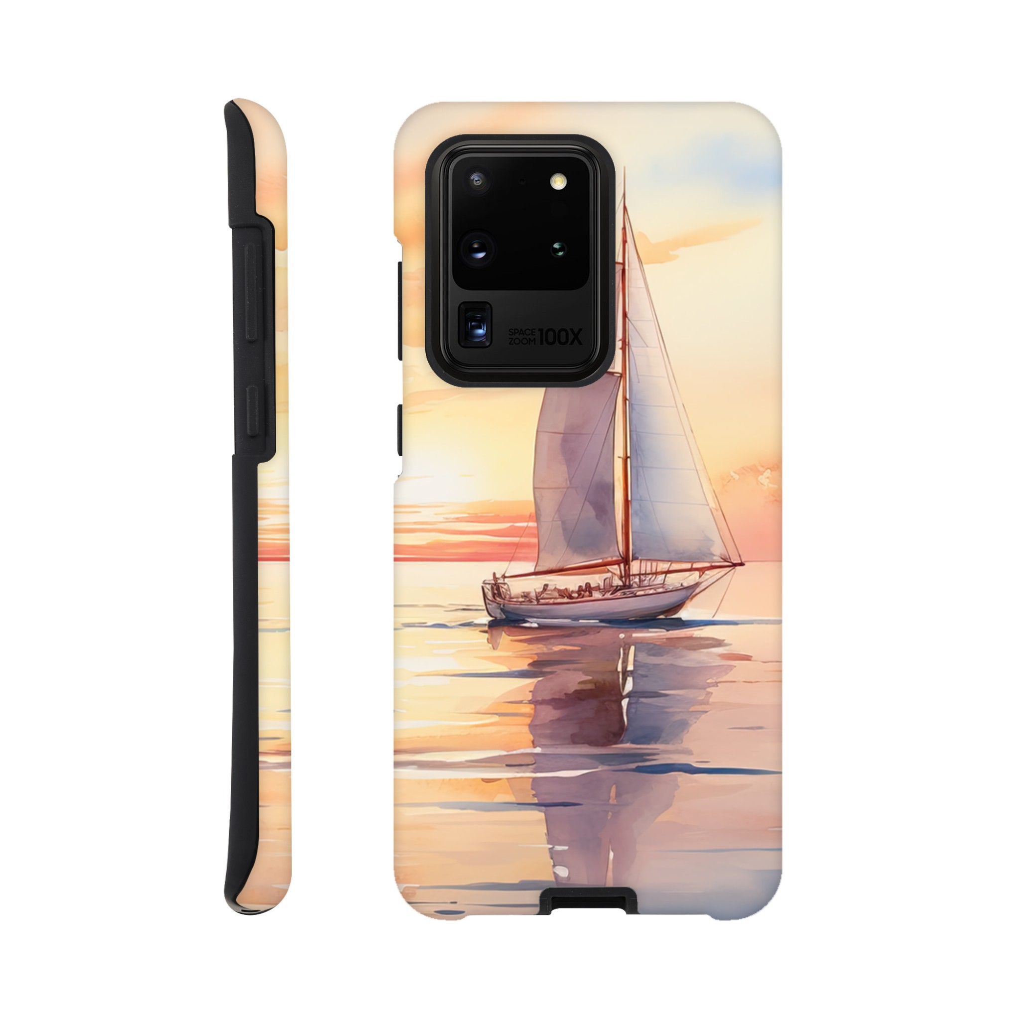 Beautiful Watercolor Sunset Sailboat Phone Case – Tough case, Samsung – Galaxy S20 Ultra