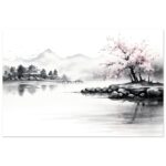 Tranquil Japanese Lake Metal Print