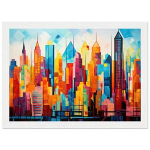Colorful Abstract Cityscape Painted - Framed Print
