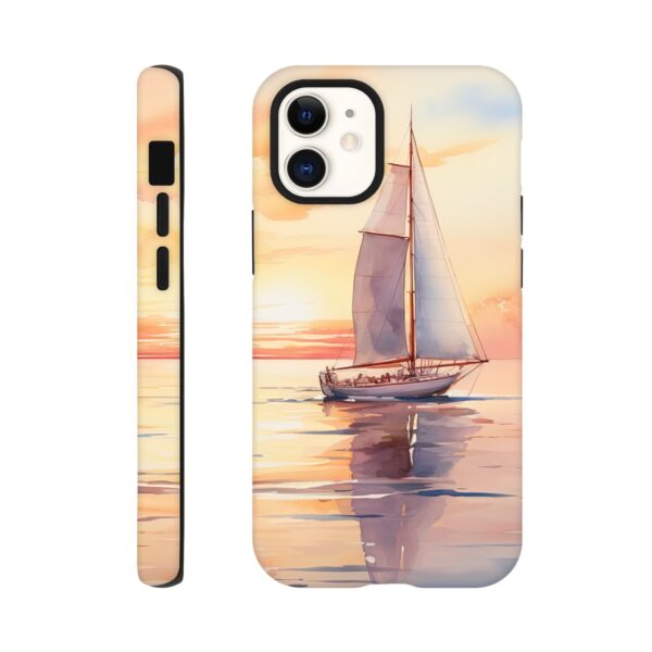 Beautiful Watercolor Sunset Sailboat Phone Case - Tough case, Apple - iPhone 12 Mini