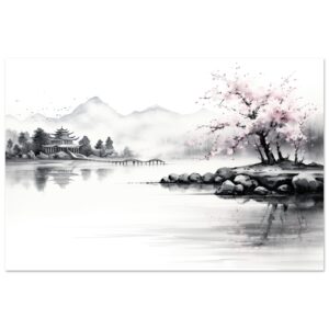 Tranquil Japanese Lake Metal Print - 30x45 cm / 12x18″