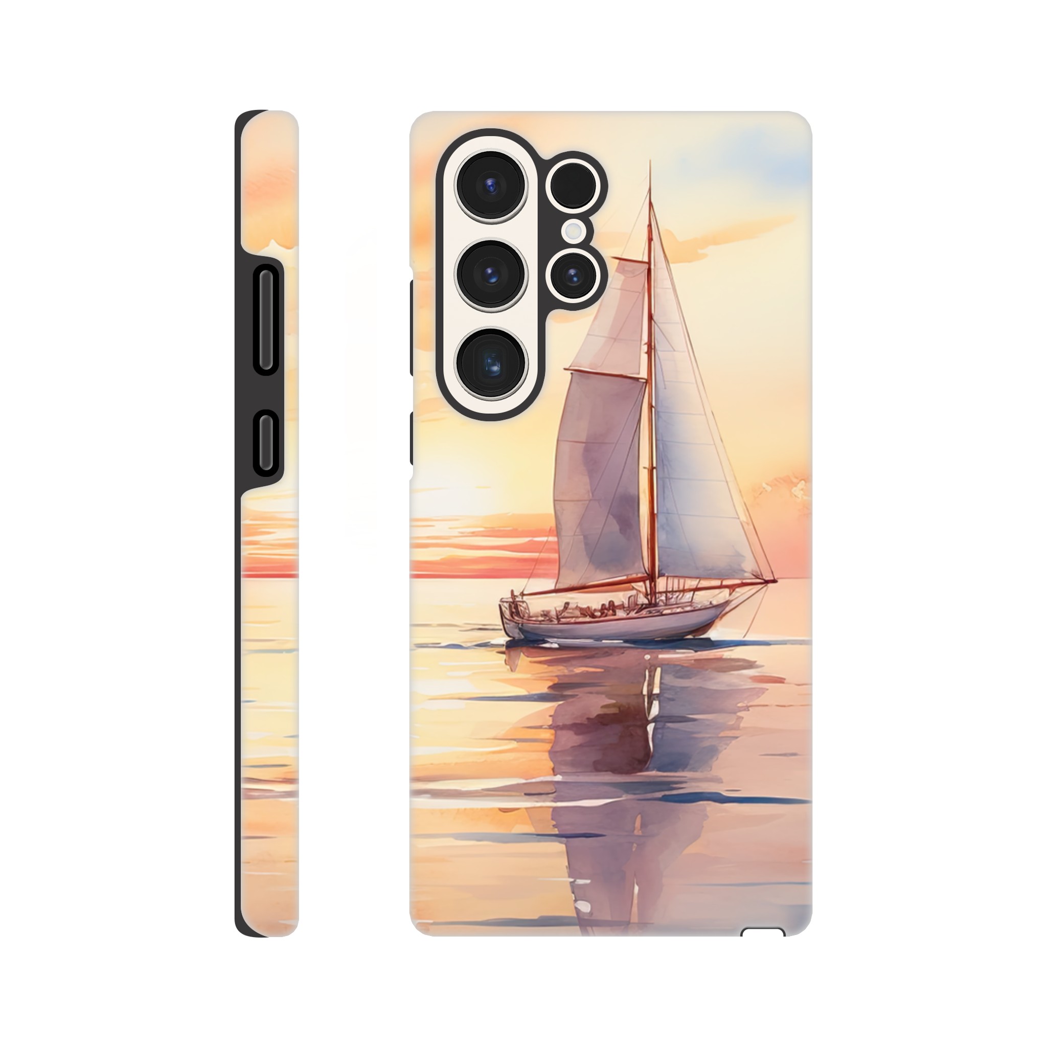 Beautiful Watercolor Sunset Sailboat Phone Case – Tough case, Samsung – Galaxy S23 Ultra