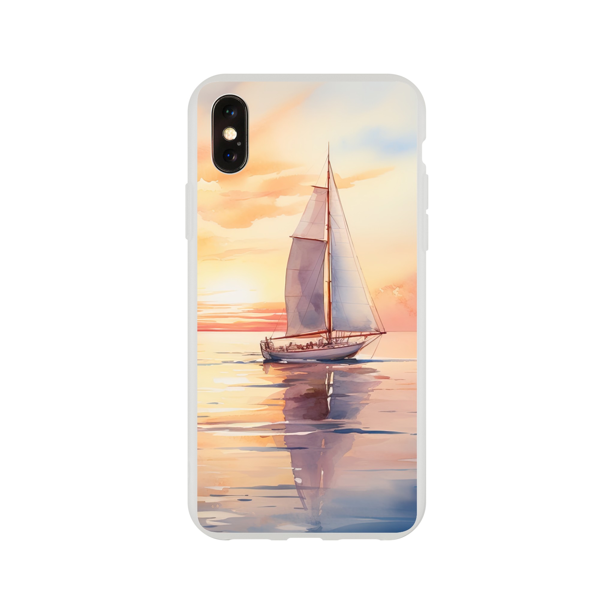 Beautiful Watercolor Sunset Sailboat Phone Case – Flexi case, Apple – iPhone XS