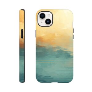Abstract Lake Yellow Teal Phone Case - Tough case, Apple - iPhone 14 Plus