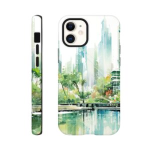Rainy City Day Watercolor Phone Case - Tough case, Apple - iPhone 12 Mini