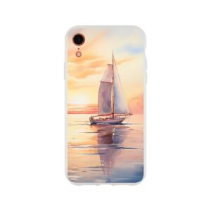 Beautiful Watercolor Sunset Sailboat Phone Case - Flexi case, Apple - iPhone XR