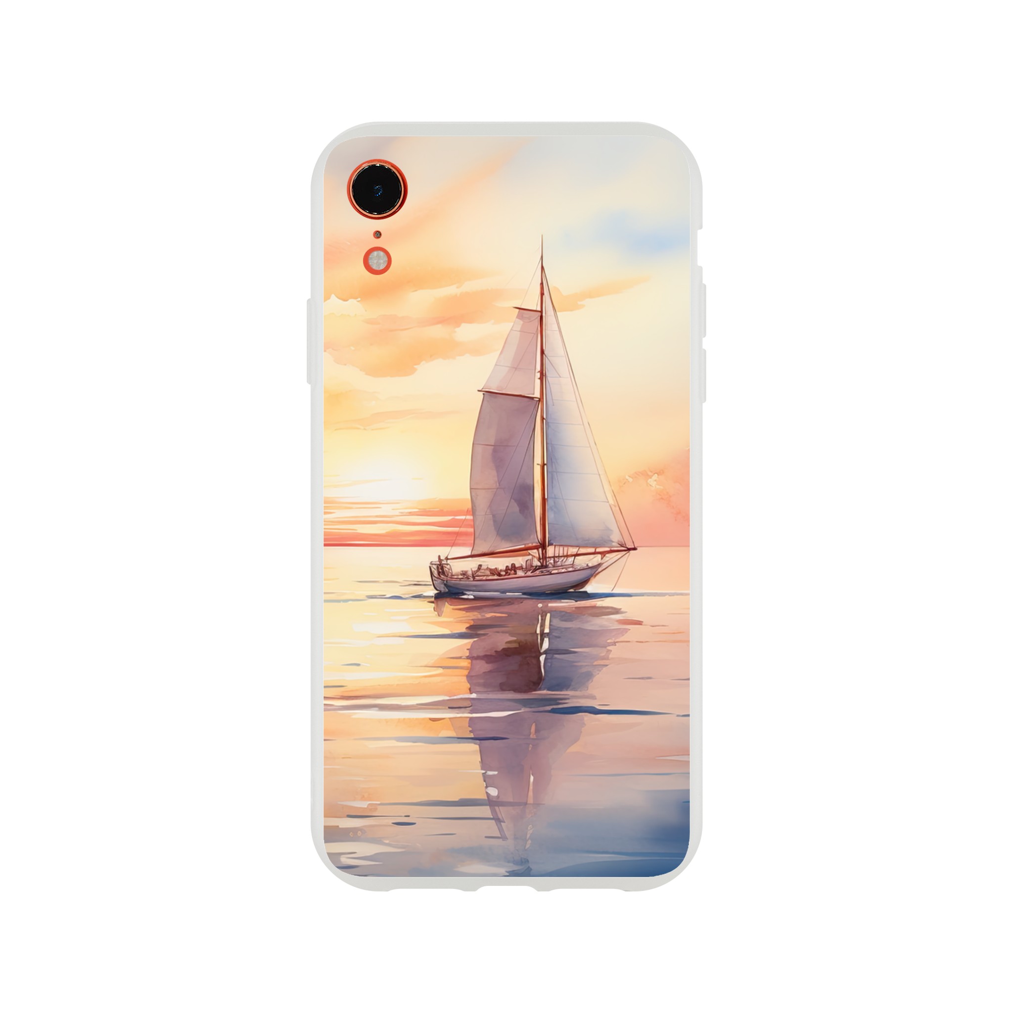 Beautiful Watercolor Sunset Sailboat Phone Case – Flexi case, Apple – iPhone XR