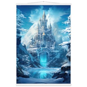 Frozen Icebound Castle Hanging Print - 60x90 cm / 24x36″, White wall hanger