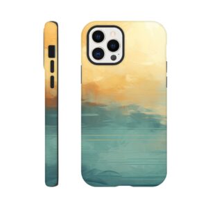 Abstract Lake Yellow Teal Phone Case - Tough case, Apple - iPhone 12 Pro