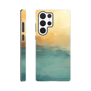 Abstract Lake Yellow Teal Phone Case - Tough case, Samsung - Galaxy S22 Ultra