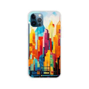 Colorful Abstract Cityscape Painted - Phone Case - Flexi case, Apple - iPhone 12 Pro