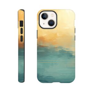 Abstract Lake Yellow Teal Phone Case - Tough case, Apple - iPhone 13 Mini