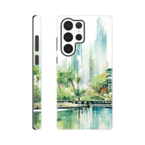 Rainy City Day Watercolor Phone Case - Tough case, Samsung - Galaxy S22 Ultra