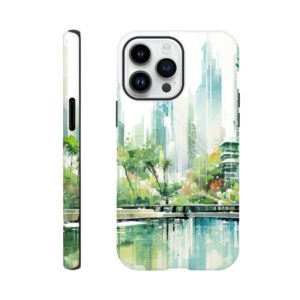 Rainy City Day Watercolor Phone Case - Tough case, Apple - iPhone 14 Pro Max